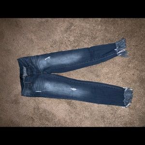 Fringe bottom skinny jeans